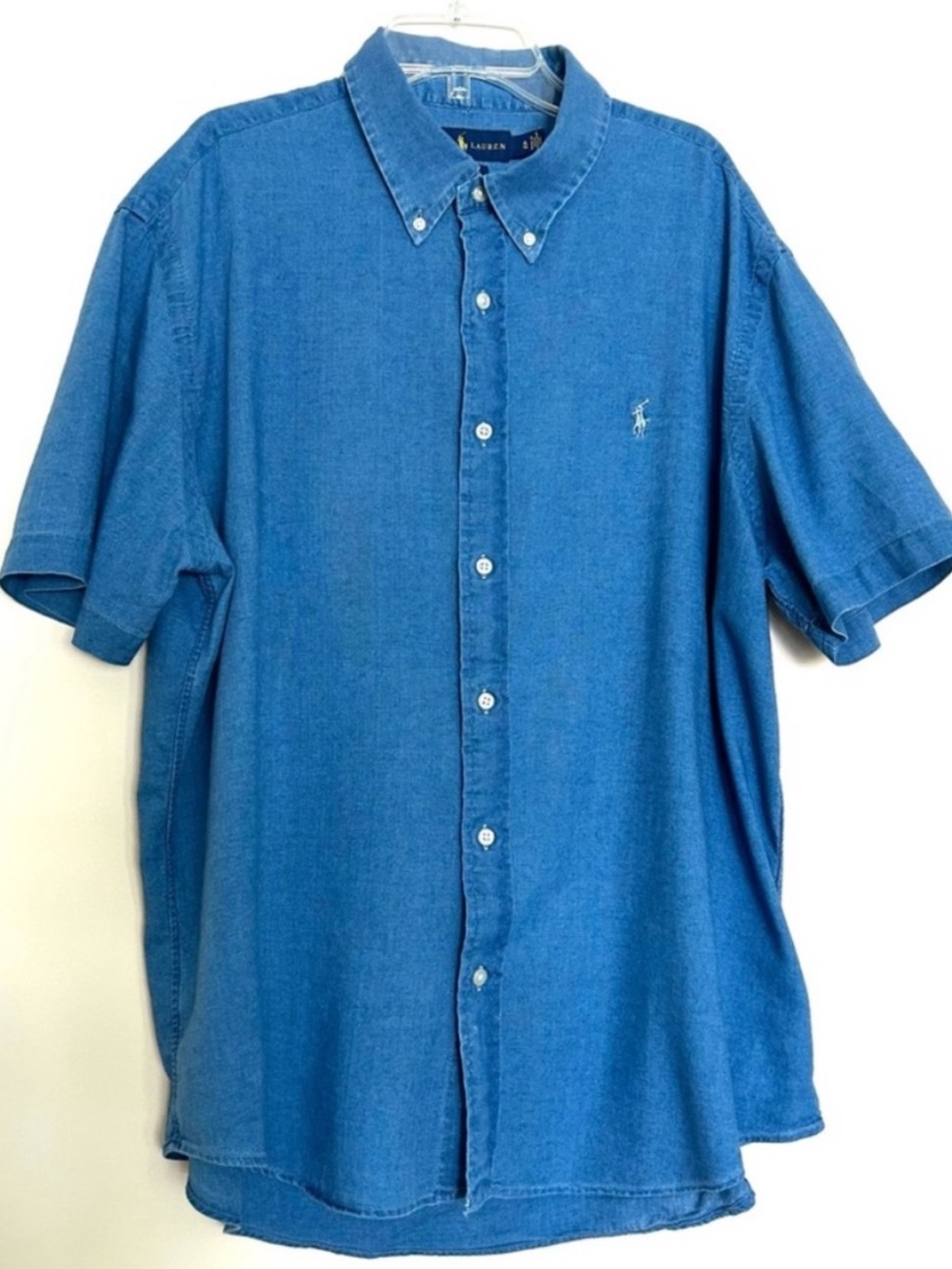 Ralph Lauren Men’s Blue Denim Indigo Oxford Button Down Shirt Relaxed Fit